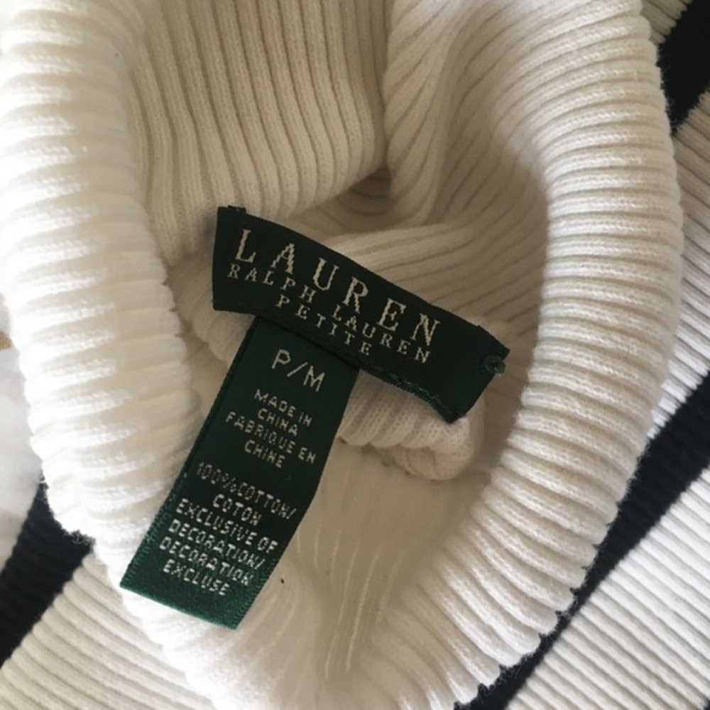 Lauren Ralph Lauren Striped B&W Turtleneck Sweater - Picture 3 of 6